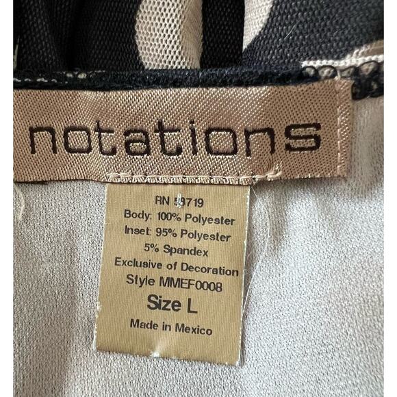 Notations Vtg Y2K Cinched Layered Look Black Tan Polka Dot Top Blouse L - Picture 6 of 6